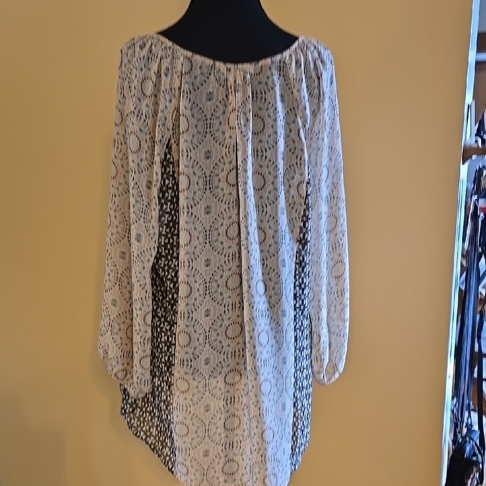 Roz & Ali Long Sleeve Boho Beachy Blouse 1X - Picture 4 of 5